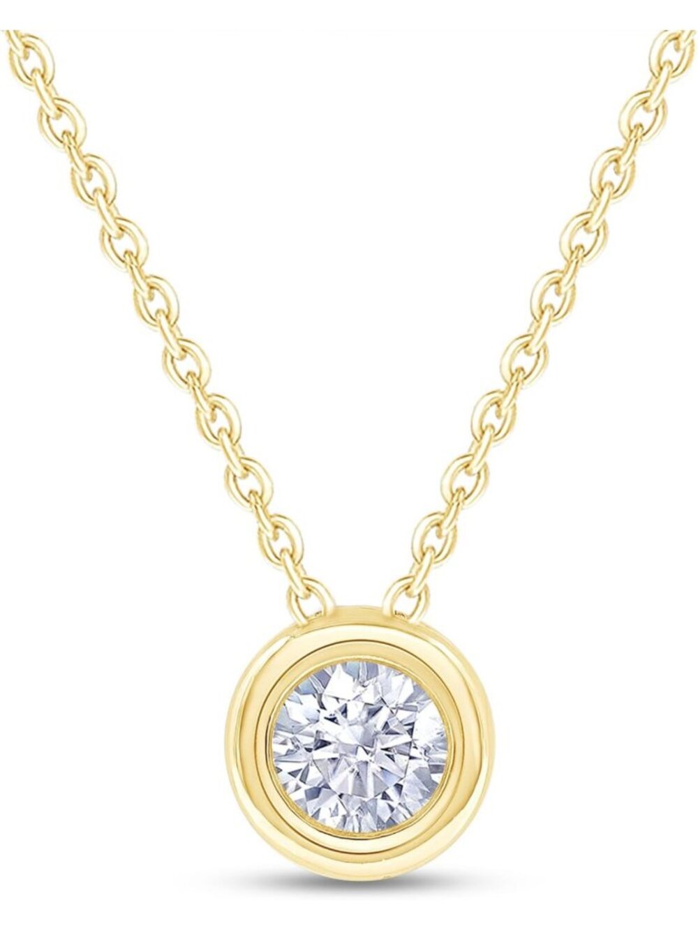 Elegant Bezel-Set 0.90 CT Solitaire Pendant Necklace for Women - Timeless